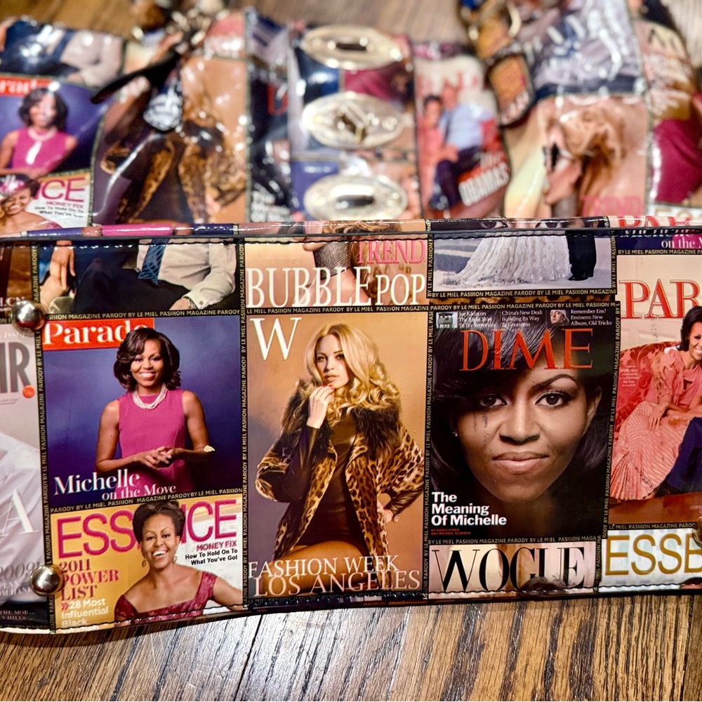 Multicolor Michelle Obama Magazine Print Tote Bag - Picture 6 of 6